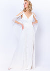 White Lotus wedding gown, A-line, sleeveless, deep cut, ivory 