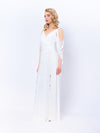 White Lotus wedding gown, A-line, sleeveless, deep cut, ivory 