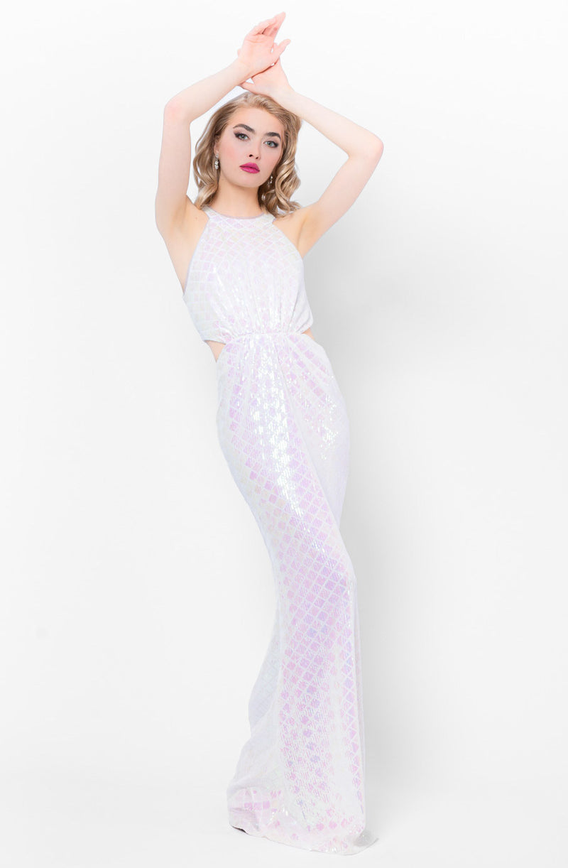 Just Diva mermaid sequin wedding dress with front slit