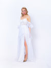 Divine wedding off-shoulder dress, maxi tulle, A-line shaped, boho style