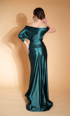 Rochie de seara CELEBRITY, culoarea verde smarald, silueta A-line