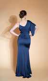 CELESTIAL navy blue draped evening dress