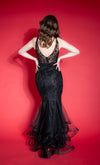 EUPHORIA Sleeveless maxi tulle/lace mermaid, manual embroidery, beaded black dress