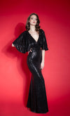 VENERATION black evening maxi dress, with sequins